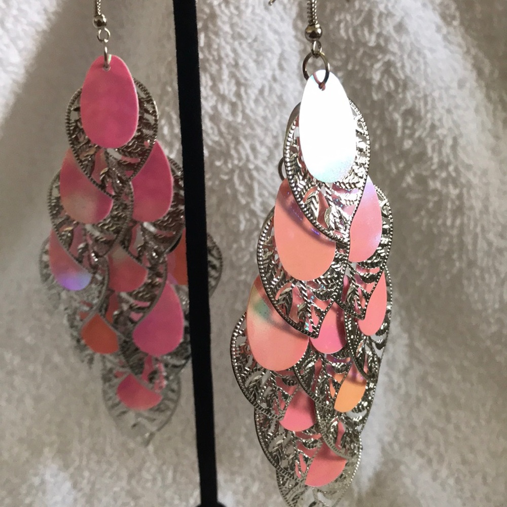 Pink holographic earrings